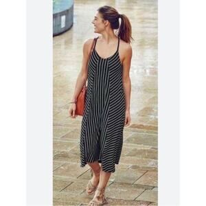 Athleta halter striped midi dress with built-in shelf bra athleisure casual